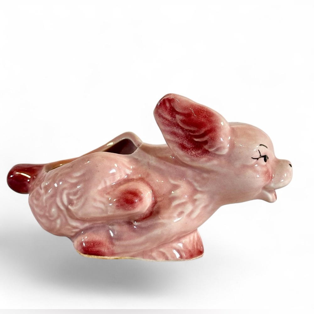 Shawnee Pottery 1950s running spaniel/dog planter child’s room decor Pink